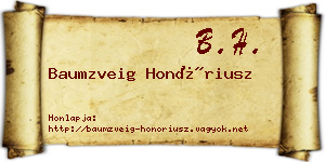 Baumzveig Honóriusz névjegykártya